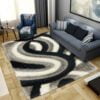 covor shaggy gri super pufos negru alb sufragerie dormitor matase ar400