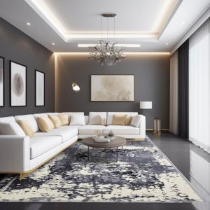 Covor Modern, Elegant, Sufragerie/Dormitor, Crem/Gri, Milano, BR0566B