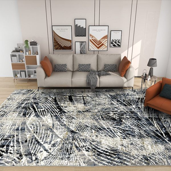 Covor Modern, Design 3D, Dormitor/Sufragerie, Ovidiu, Gri/Albastru, BR2331A